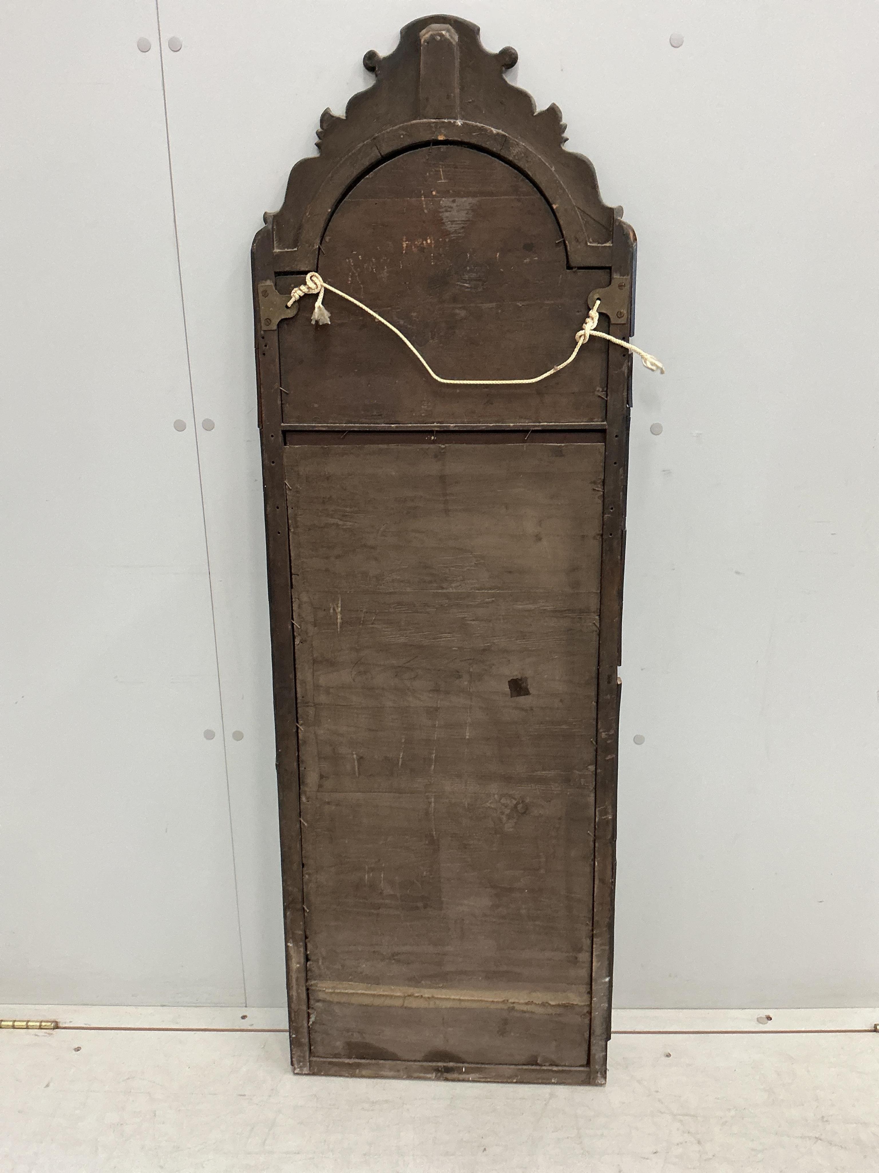 A Queen Anne style walnut trumeau mirror, width 45cm, height 138cm